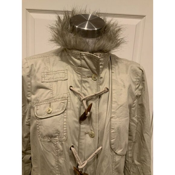 Free People Tan Mid-Length W/ Removable Faux Fur Collar & Sweater Lining, Size M - Picture 2 of 10